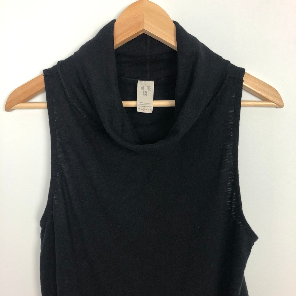 Free People Black Sleeveless Cowl Neck Top Size S